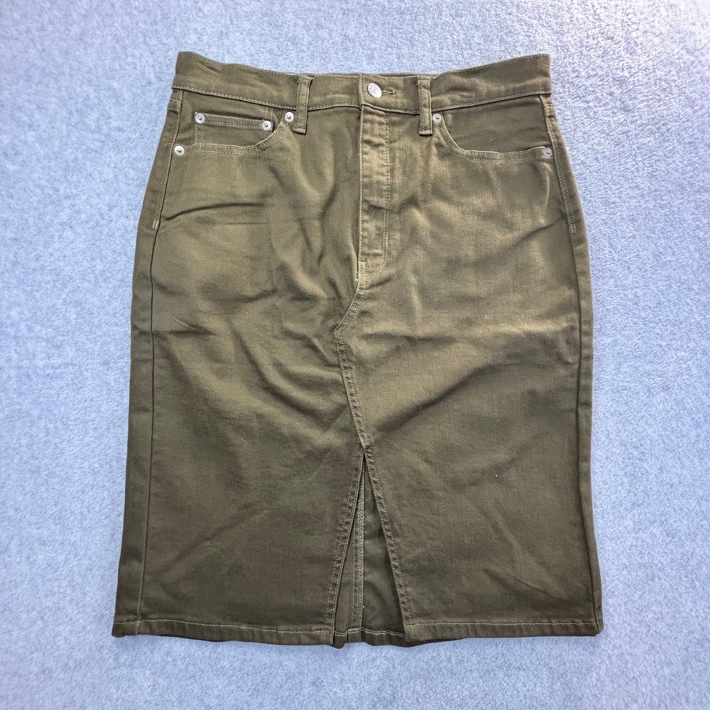 Banana Republic Olive Green Denim Pencil‎ Skirt Size 8